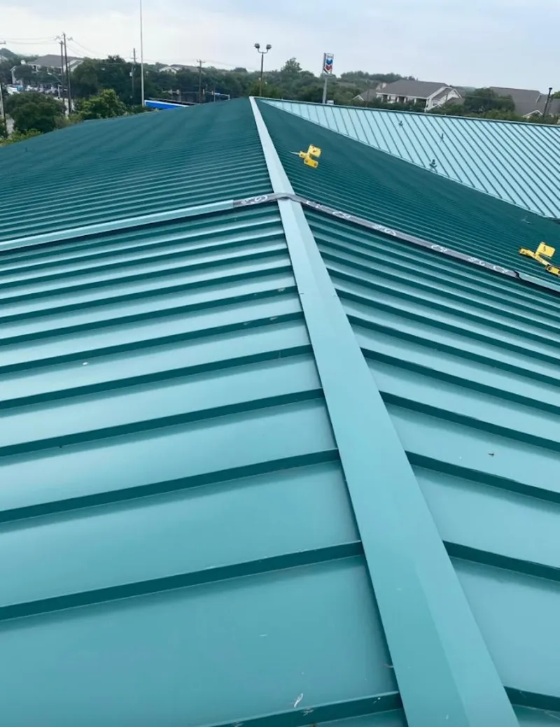 Green commercial metal roof ridge and valley for Metal Roof Repair in Rome